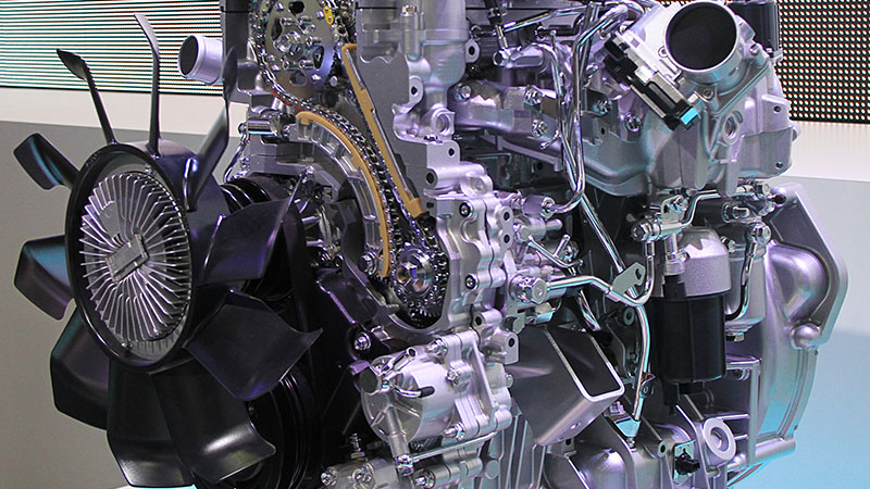 Close up of Isuzu 4JJ1 engine.