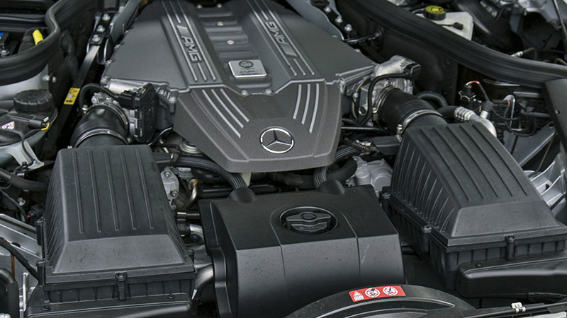 Mercedes-Benz AMG engine bay under the hood.
