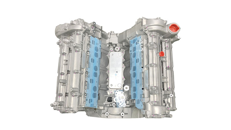 Close-up of a Mercedes-Benz OM642 diesel engine assembly.