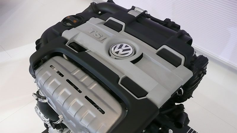 Volkswagen TSI engine close-up.