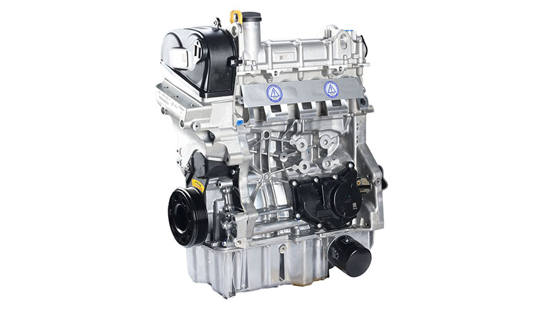 Close-up of Volkswagen EA211 engine.