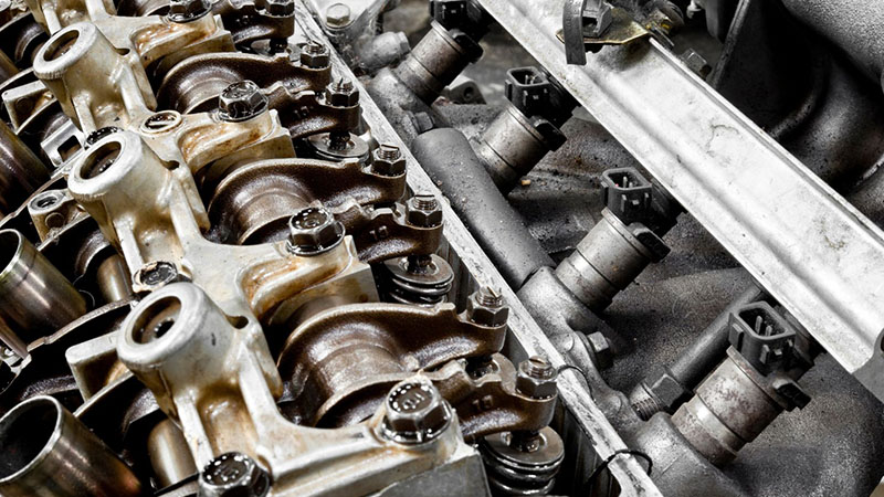 Precision engine components close-up.