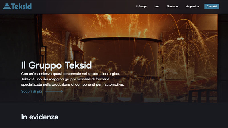 Screenshot of Teksid official website.
