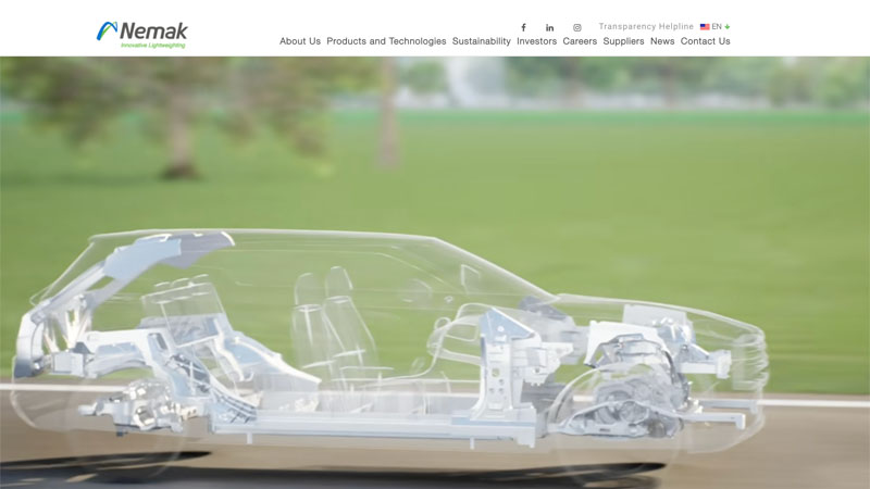 Screenshot of Nemak official website.