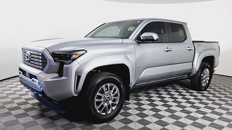 Close-up of Toyota Tacoma pickup truck front view.