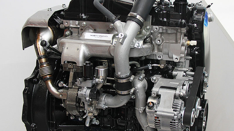Toyota 1KD-FTV diesel engine adapted for forklift application.
