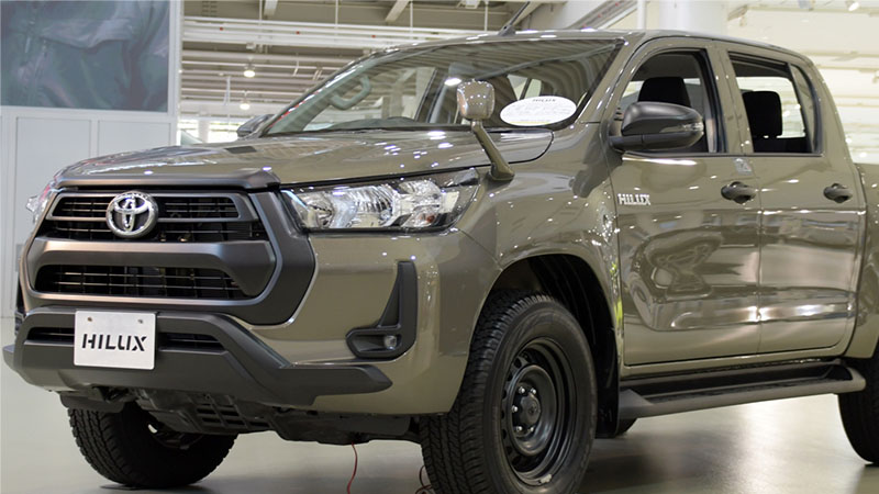 Front view of Toyota Hilux pickup truck.