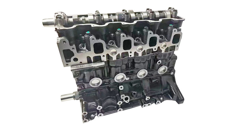 Close-up view of a Toyota 5L long block diesel engine.