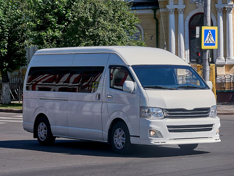 Close-up view of a Toyota Hiace vehicle.