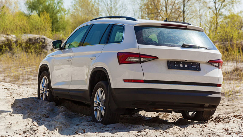 Rear view of Škoda Kodiaq 2.0 TDI Style SUV powered by Volkswagen Group diesel engine.