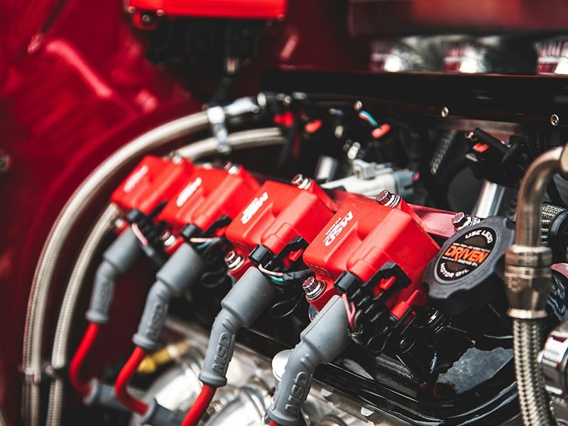 Modified engine close up.