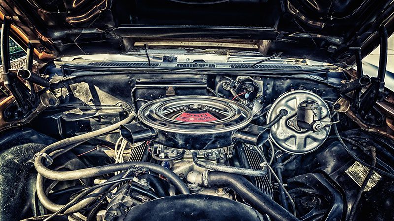 Close up under the hood.