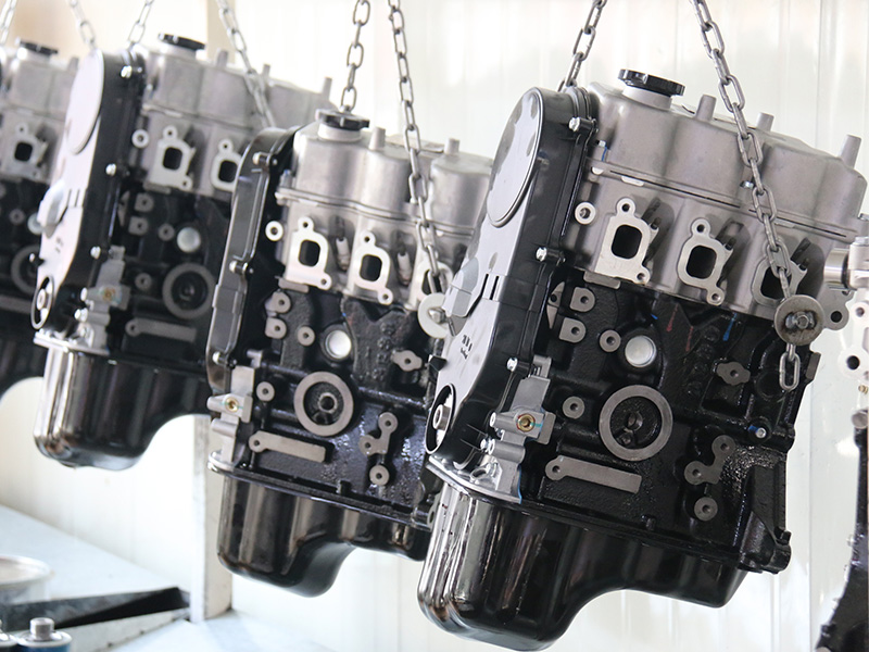 Auto engines assembled and lined up at an engine manufacturing facility for wholesale supply.